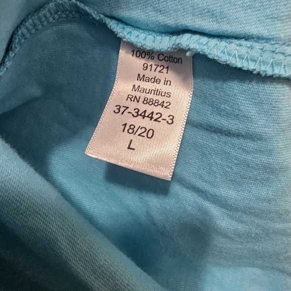 Woman Within Womens Top L 18/20 Plus Tank Blue Cotton Pleated Neck - Picture 4 of 6